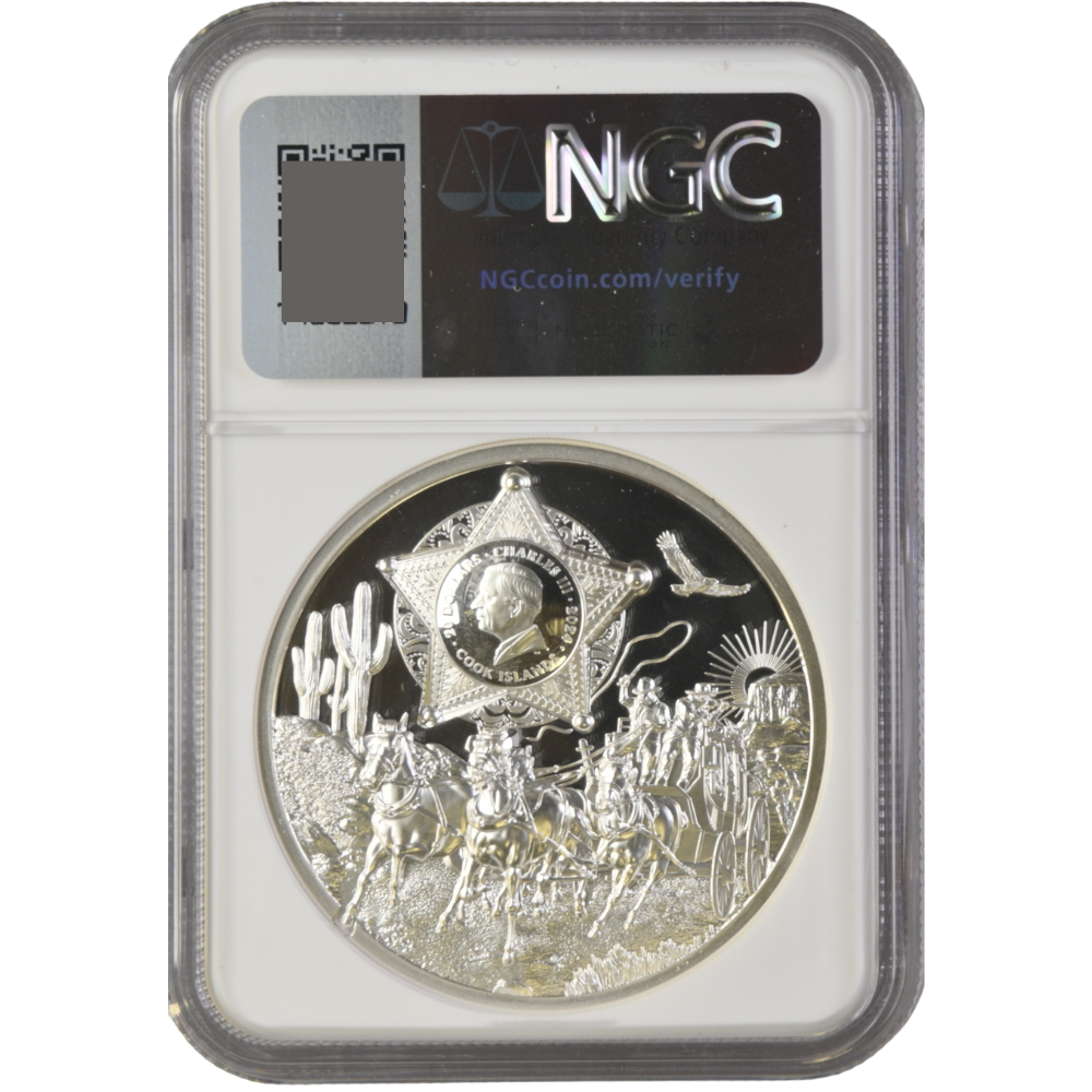 WILD WEST Legends 3 Oz Silver Coin $20 Cook Islands 2024- NGC Graded PF 70 Ultra Cameo