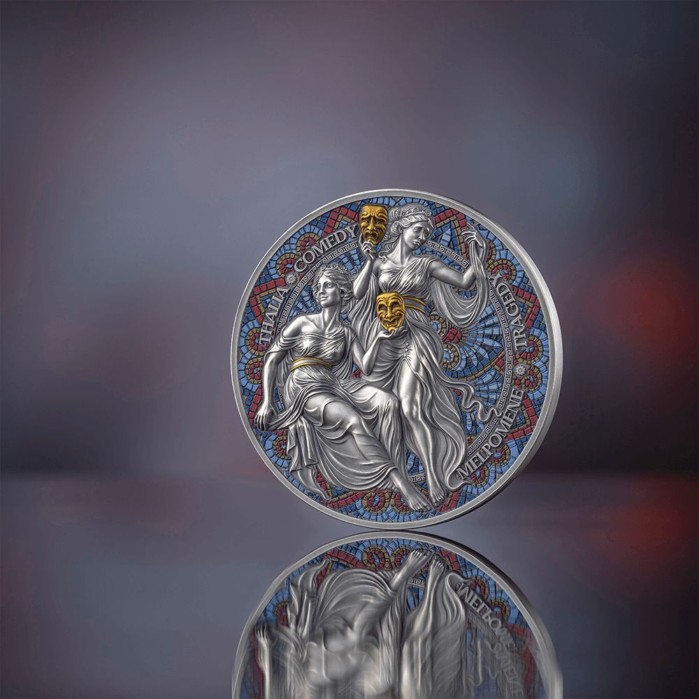 Melpomene & Thalia The Nine Muses 2 Oz Silver Coin 2025 Picture Mint XXI Parthava Coin