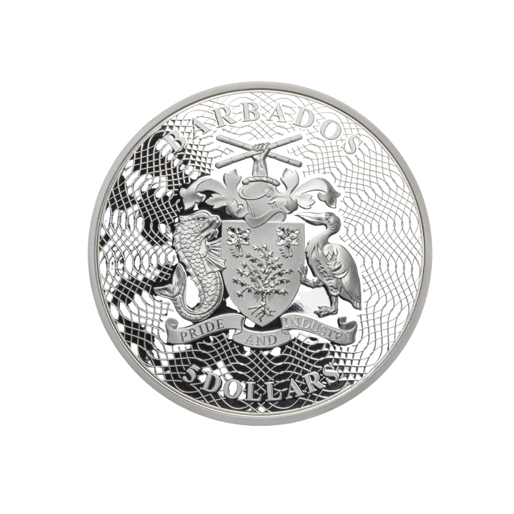 NORTHERN LIGHTS 5 Oz Silver Coin $5 Barbados 2023