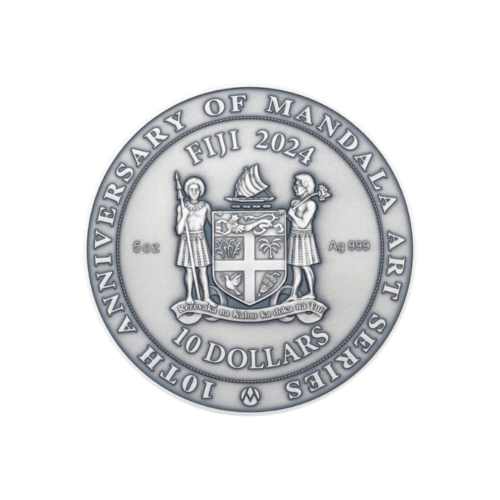 NOTRE DAME Mandala Art 10th Anniversary 5 Oz Silver Coin $10 Fiji 2024