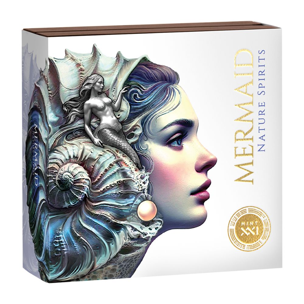 Mermaid Nature Spirits 2 Oz Silver Coin 2025 packaging mint xxi parthava coin