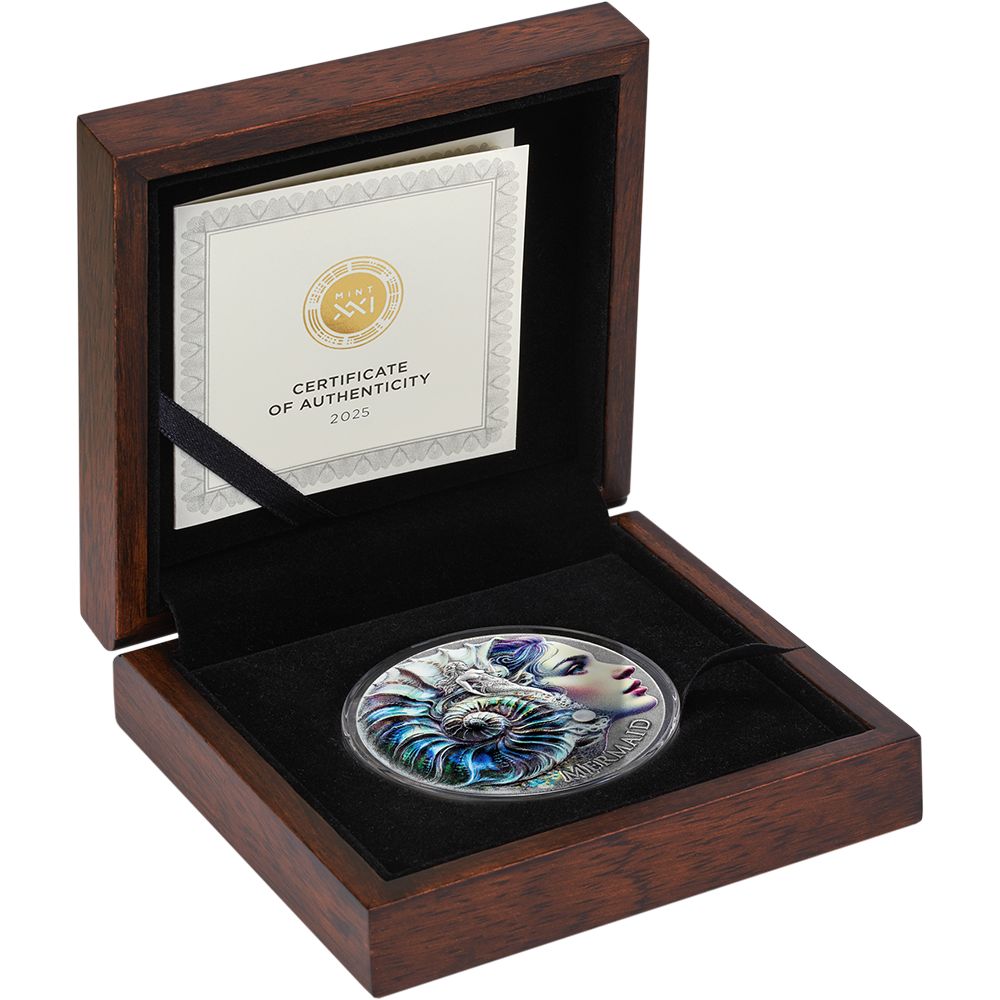 Mermaid Nature Spirits 2 Oz Silver Coin 2025 box mint xxi parthava coin