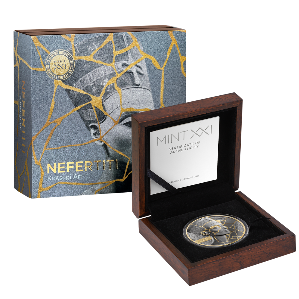 Nefertiti Kintsugi Art 2 Oz Silver Coin MINT XXI