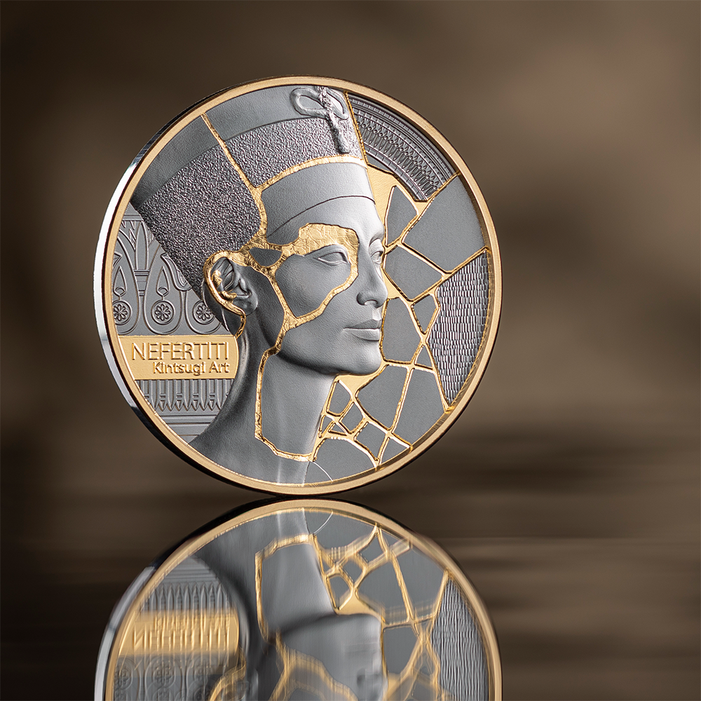 Nefertiti Kintsugi Art 2 Oz Silver Coin MINT XXI
