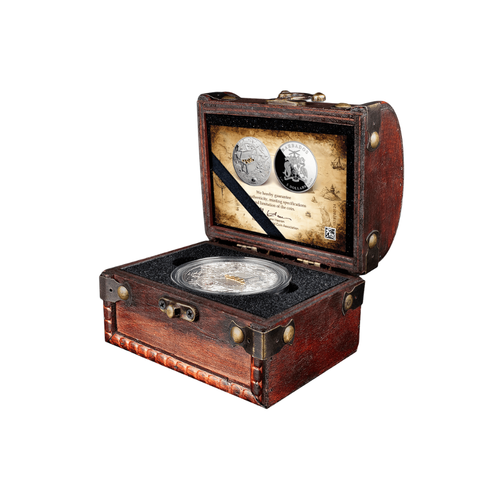 OCEAN'S LOST TREASURE 2 Oz Silver Coin $5 Barbados 2024