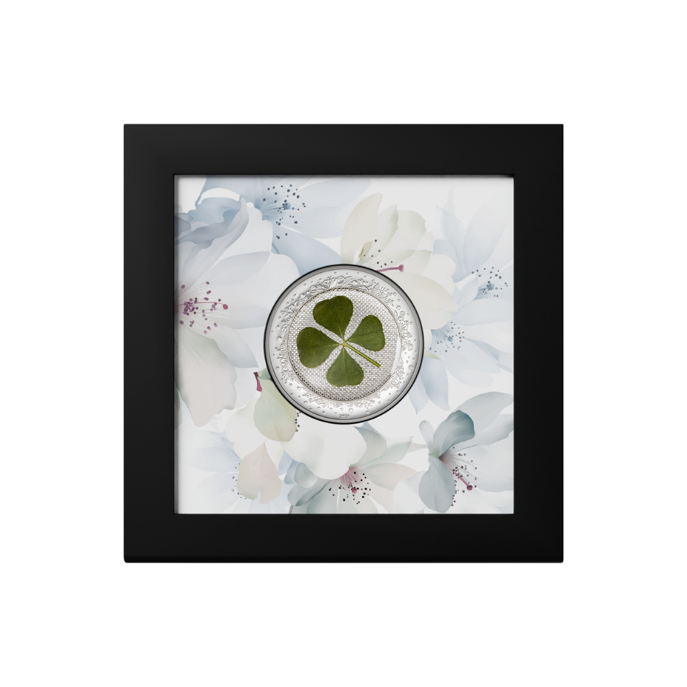 OUNCE OF LUCK Four Leaf Clover 1 Oz Silver Coin $5 Palau 2024