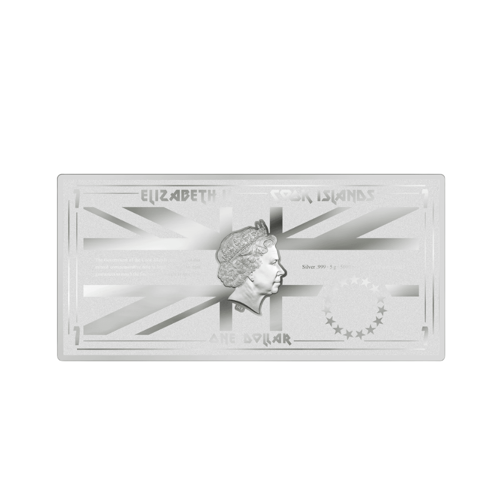 PIECE OF MIND Iron Maiden Silver Note $1 Cook Islands 2023