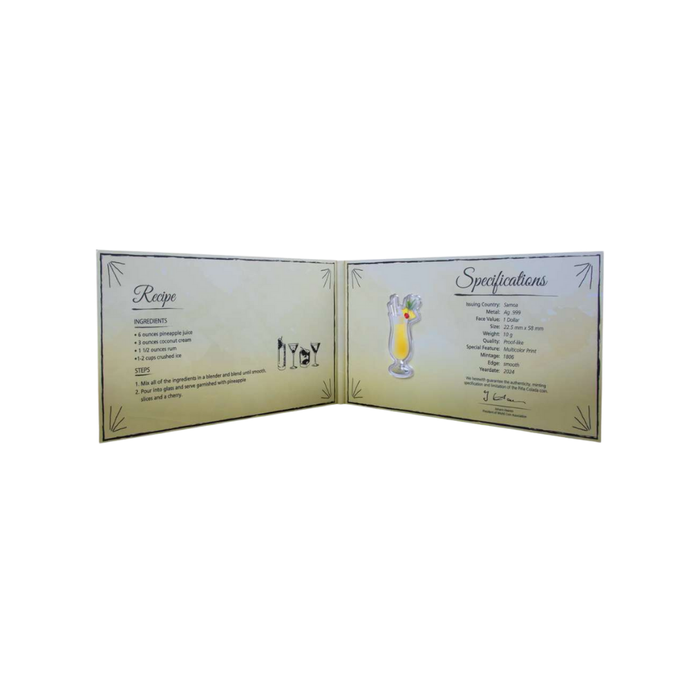 PINA COLADA COCKTAIL 10 g Silver Coin $1 Samoa 2024