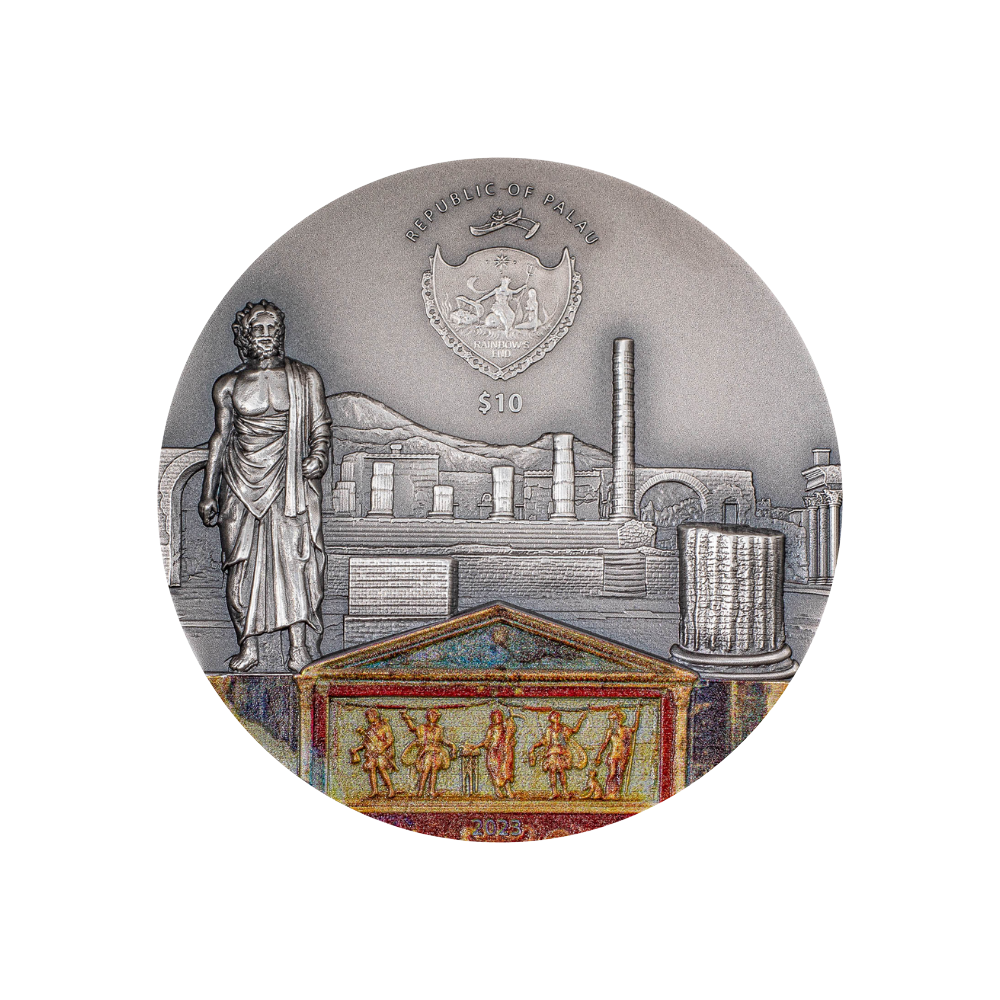 POMPEII VOLCANO ERUPTION Fury of Nature 2 Oz Silver Coin $10 Palau 2023