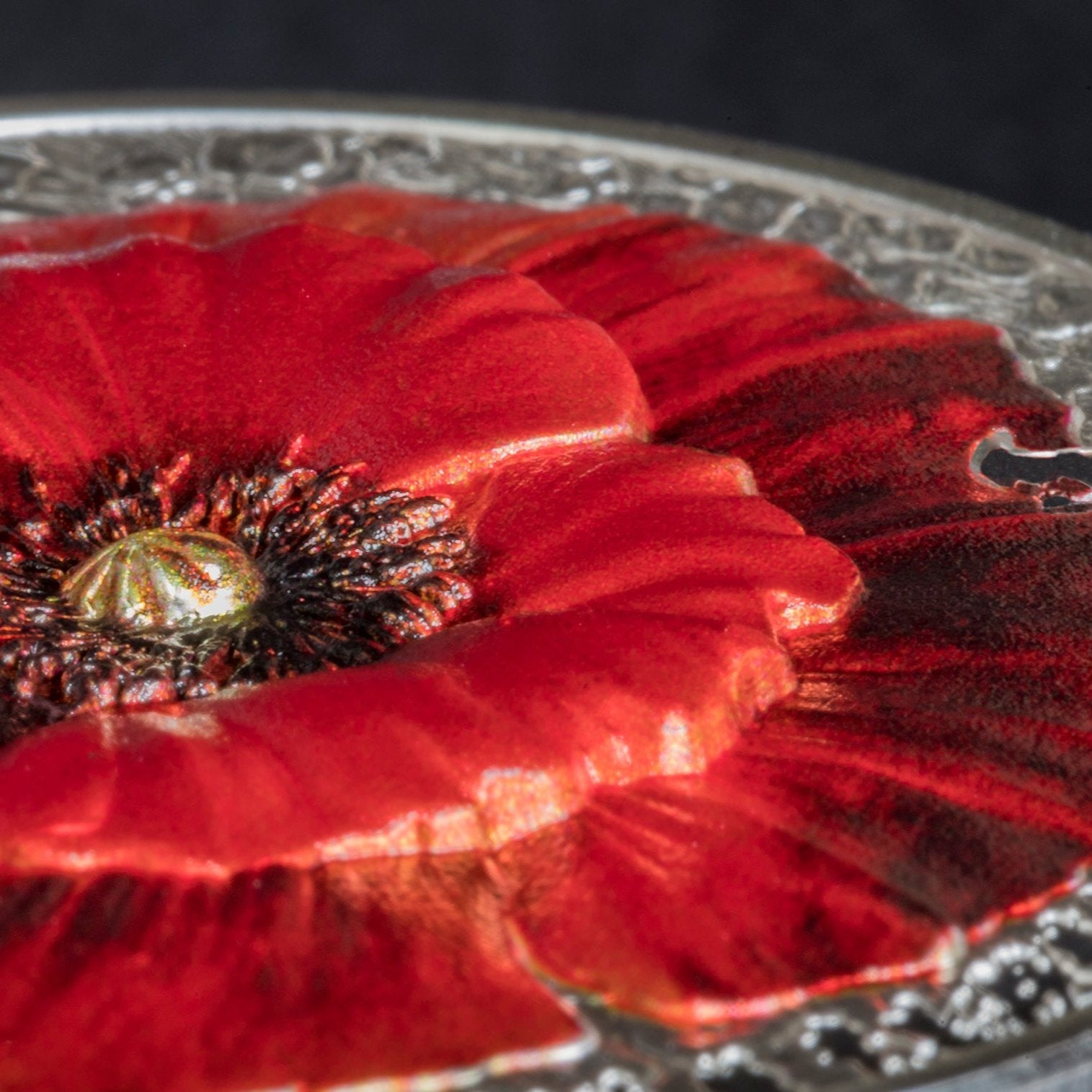 POPPY High Relief Flowers Leaves 2 Oz Silver Coin $10 Palau 2019 - PARTHAVA COIN