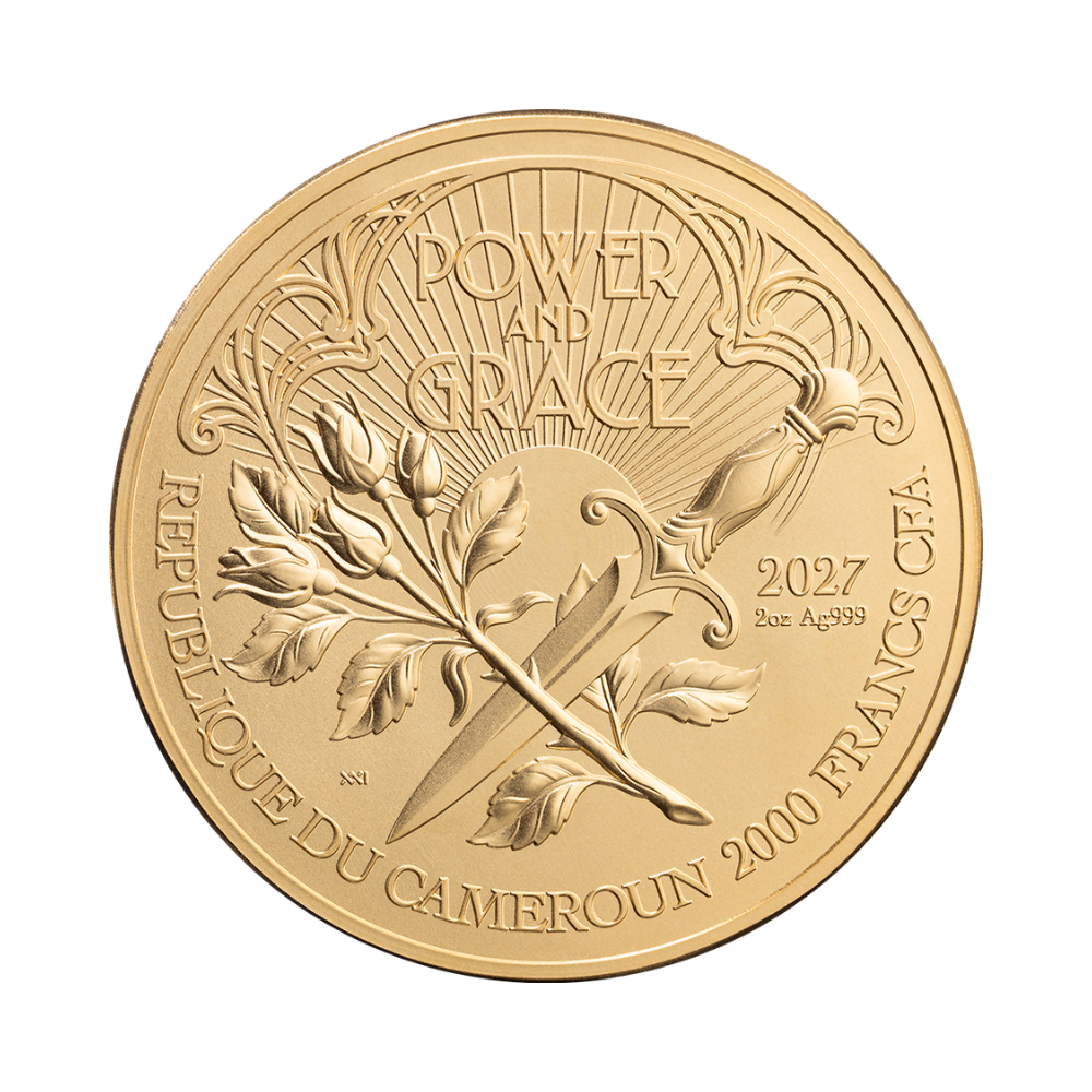 Power and Grace The Aegis Gilded 2 Oz Silver Coin 2027 Mint XXI