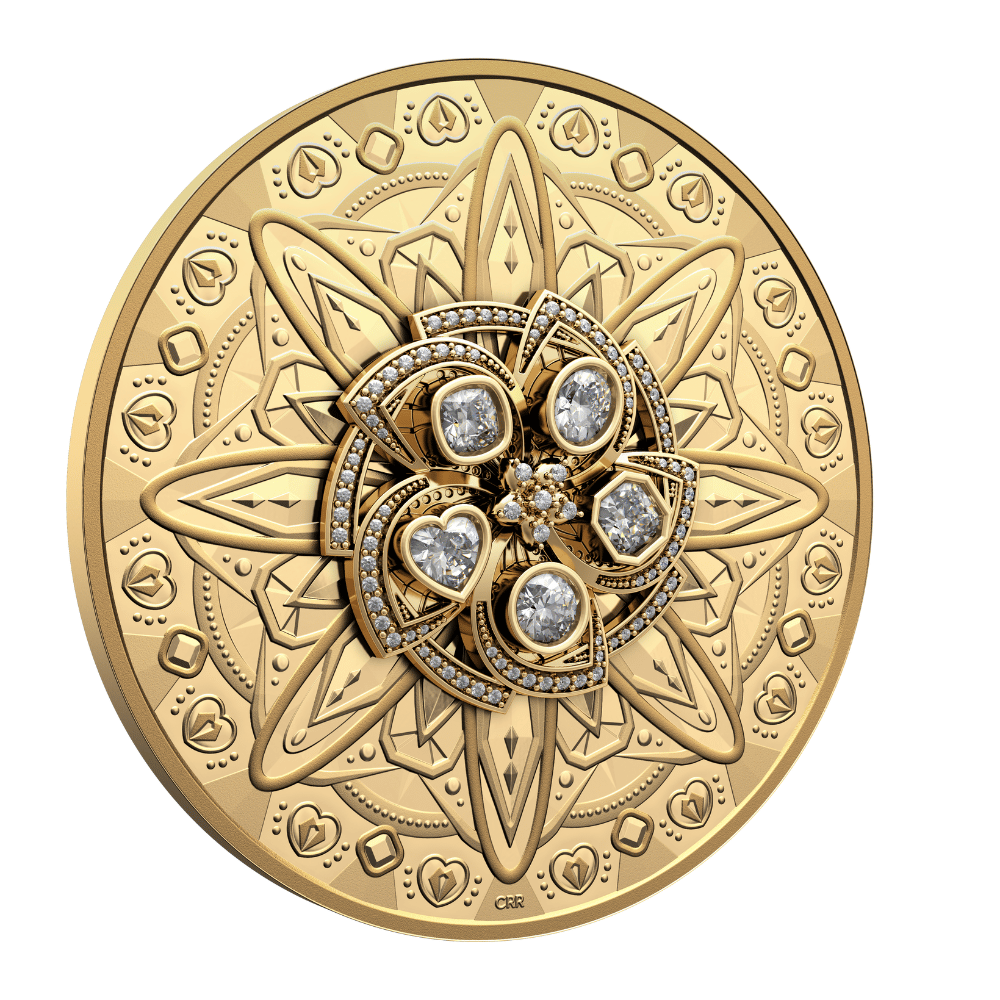 PURELY BRILLIANT 5 Oz Pure Gold Coin with Diamonds Canada 2024 - PARTHAVA COIN