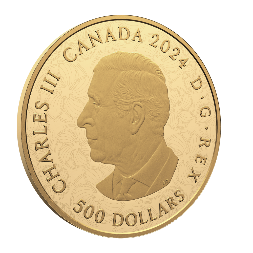 PURELY BRILLIANT 5 Oz Pure Gold Coin with Diamonds Canada 2024 - PARTHAVA COIN