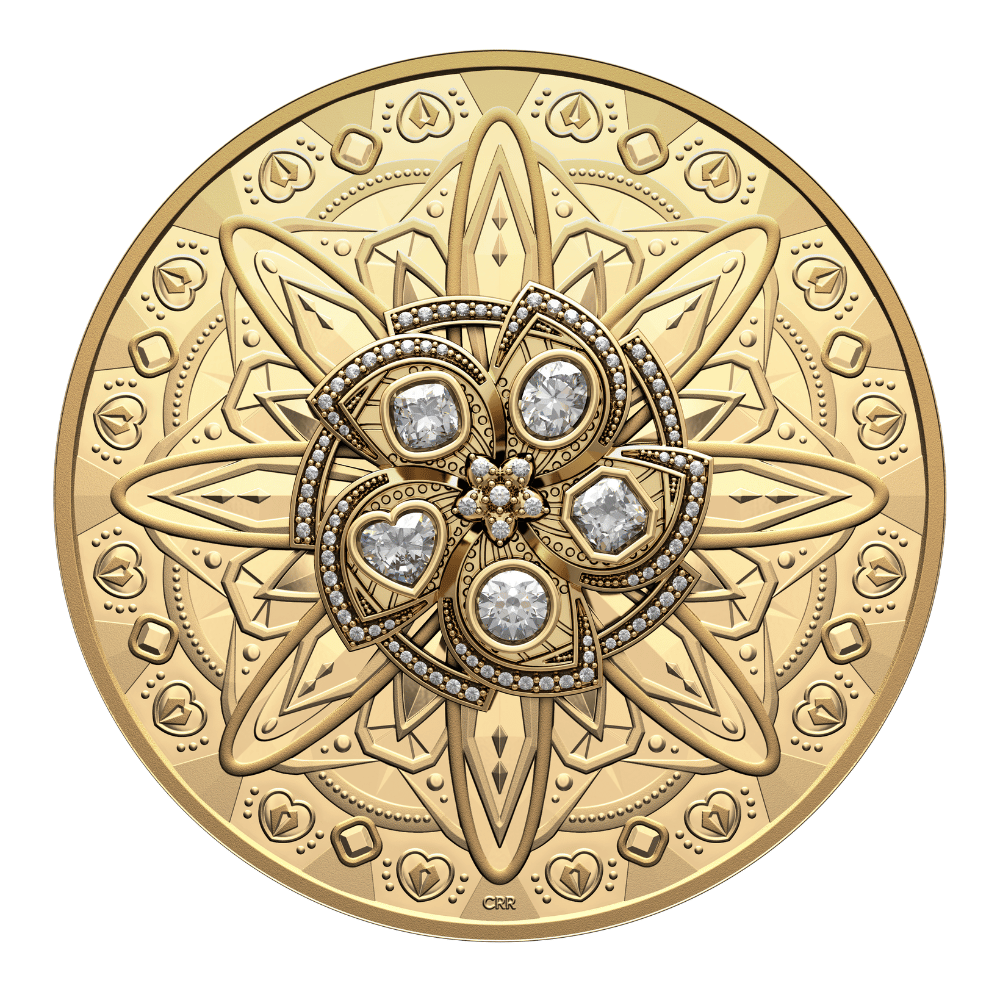 PURELY BRILLIANT 5 Oz Pure Gold Coin with Diamonds Canada 2024 - PARTHAVA COIN