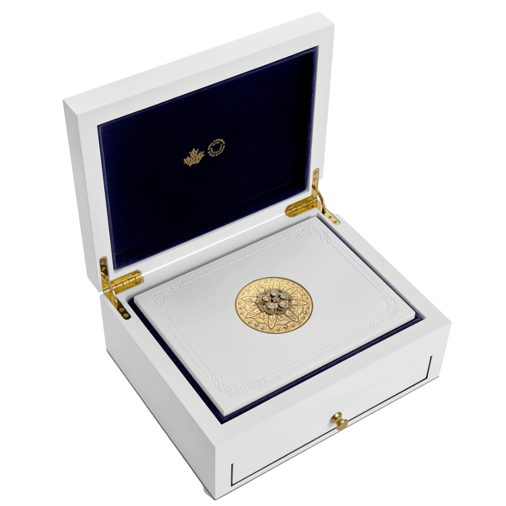 PURELY BRILLIANT 5 Oz Pure Gold Coin with Diamonds Canada 2024 - PARTHAVA COIN