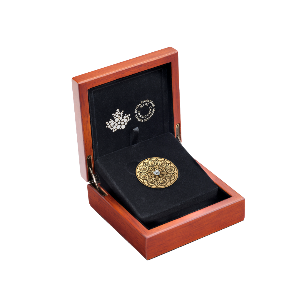 DE BEERS Ideal Heart Diamond Purely Brilliant 1 Oz Gold Coin $200 Canada 2023