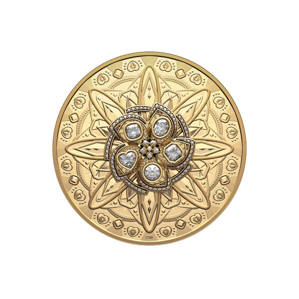 PURELY BRILLIANT 5 Oz Pure Gold Coin with Diamonds Canada 2024