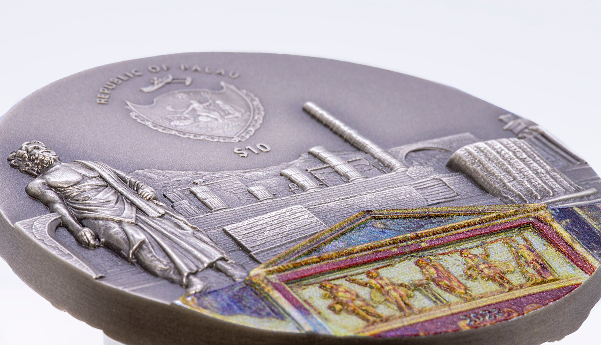 POMPEII VOLCANO ERUPTION Fury of Nature 2 Oz Silver Coin $10 Palau 2023 - PARTHAVA COIN