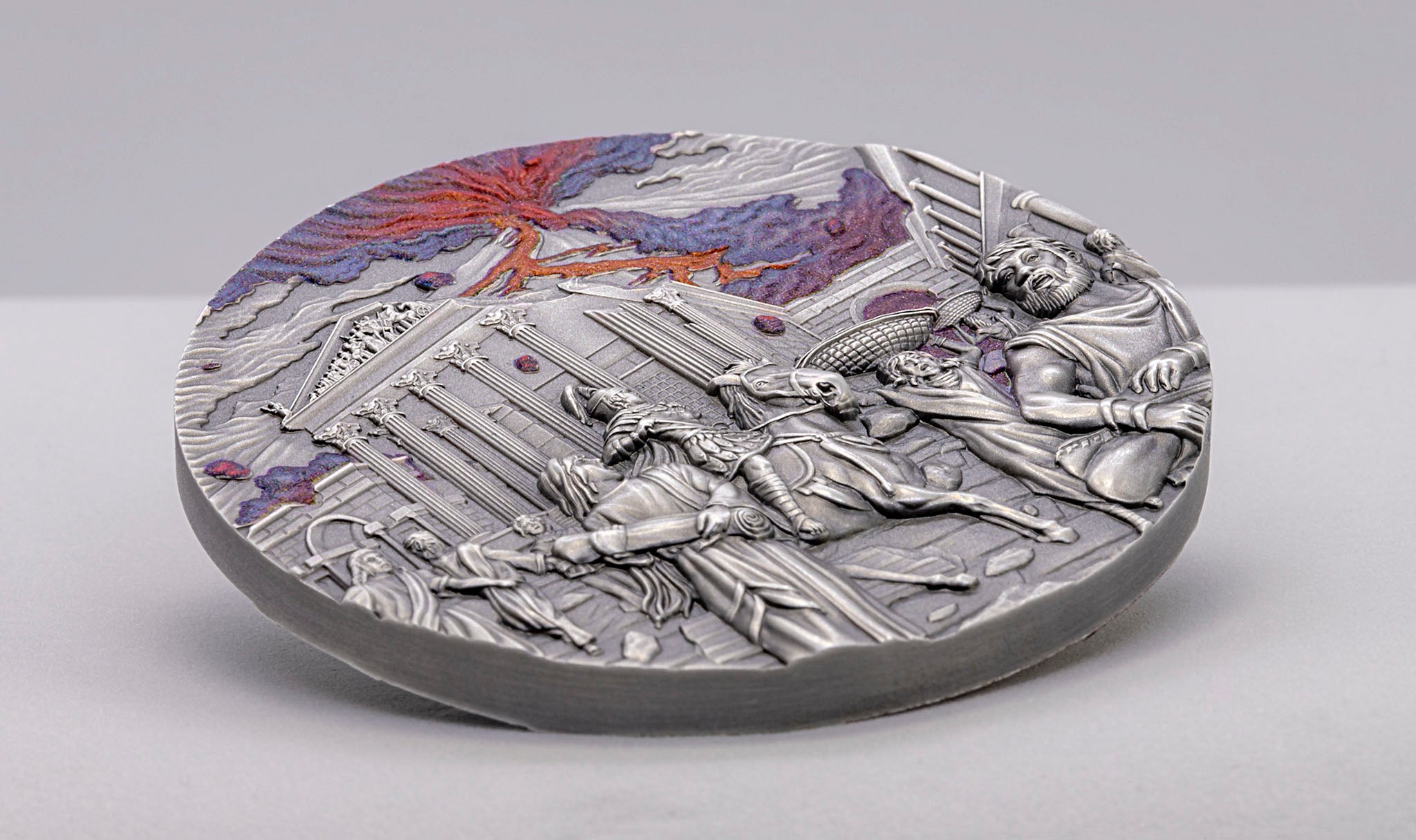 POMPEII VOLCANO ERUPTION Fury of Nature 2 Oz Silver Coin $10 Palau 2023 - PARTHAVA COIN