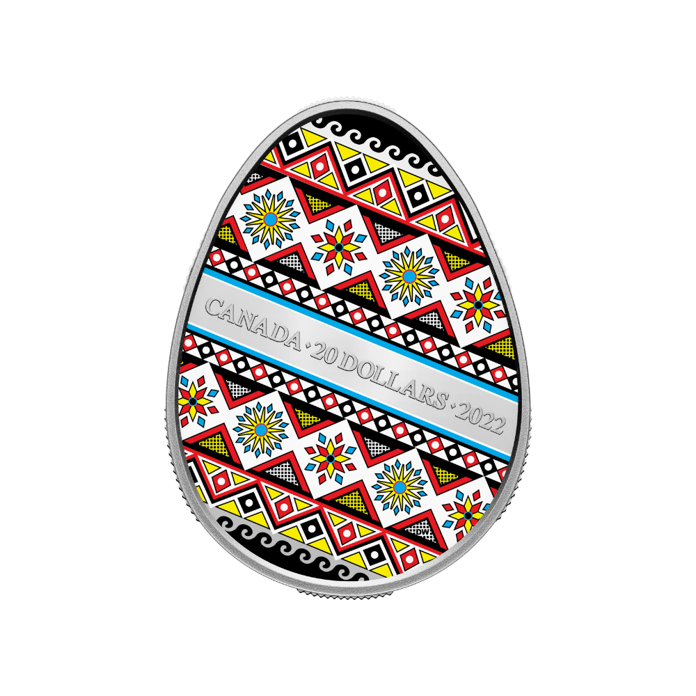 PYSANKA Egg Shape 1 Oz Silver Coin $20 Canada 2022