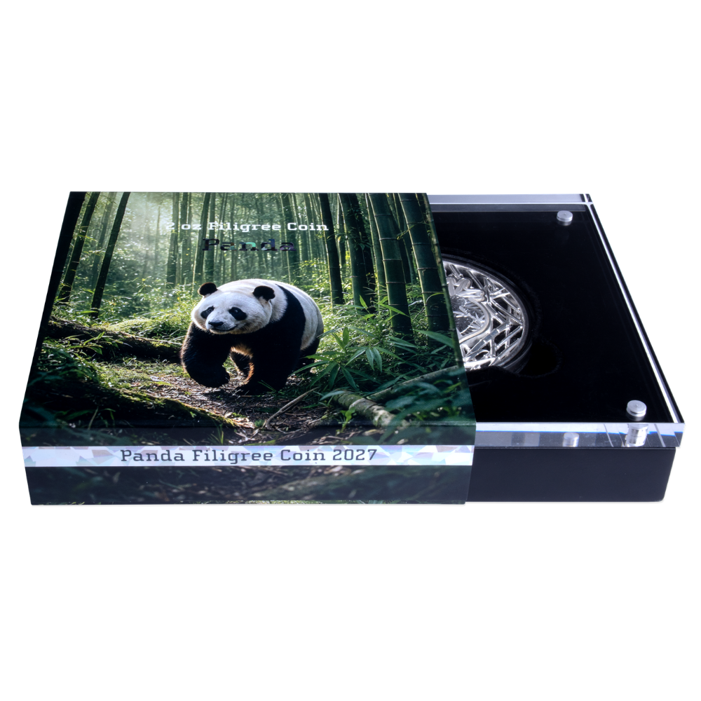 Panda Filigree 2 Oz Silver Coin 2027 MDM