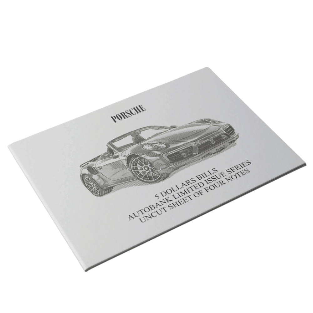 Porsche Auto Fantasy Note Limited Series Uncut Sheet of Four Notes