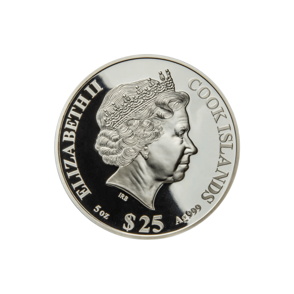 RABBIT Mother of Pearl Lunar Year 5 Oz Silver Coin $25 Cook Islands 2023