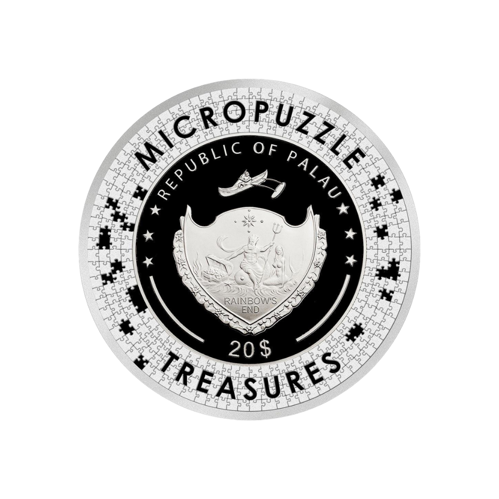 REVERIE by Mucha Micropuzzle Treasures 3 Oz Silver Coin $20 Palau 2021