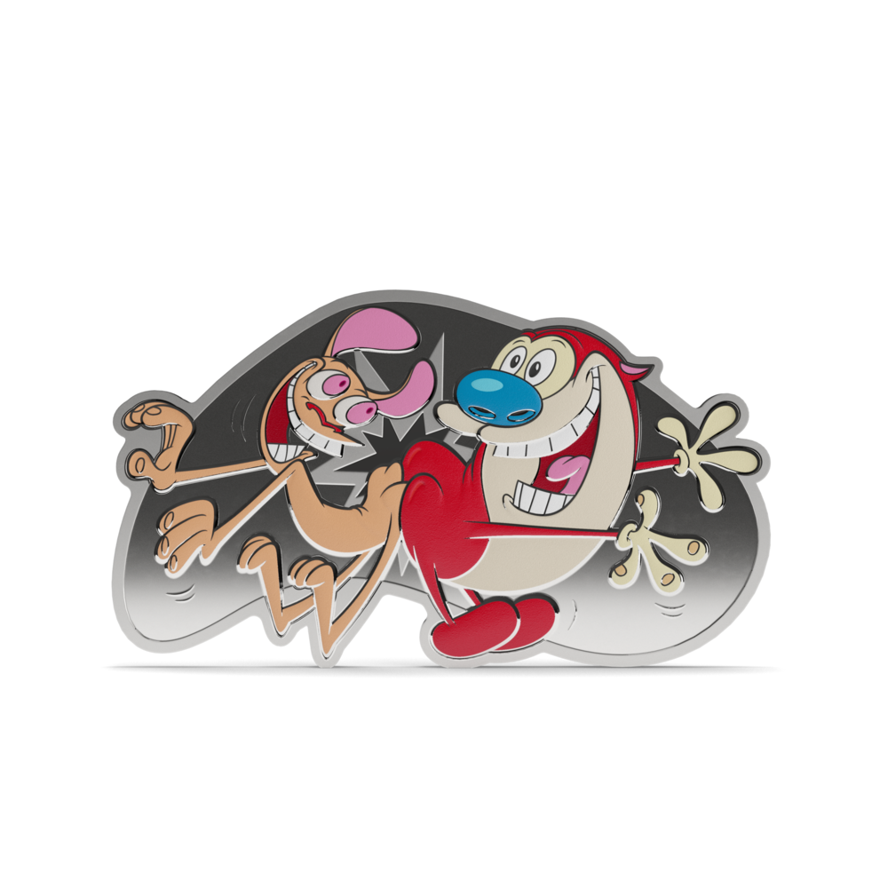 Ren & Stimpy Butt Bump Silver Collectible Coin