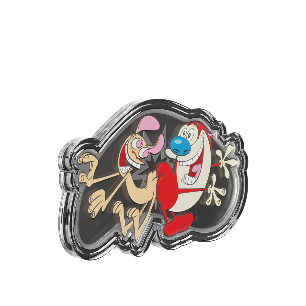 Ren & Stimpy Butt Bump Silver Collectible Coin