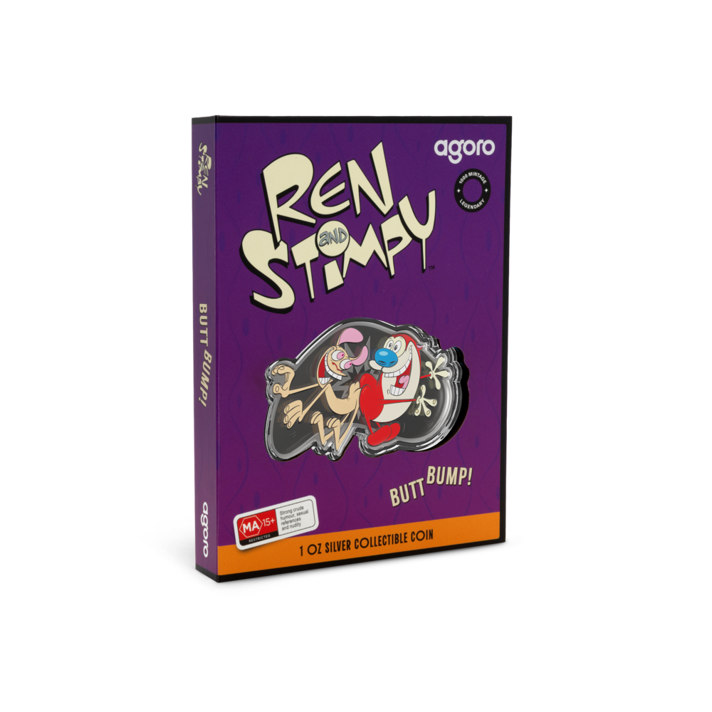 Ren & Stimpy Butt Bump Silver Collectible Coin