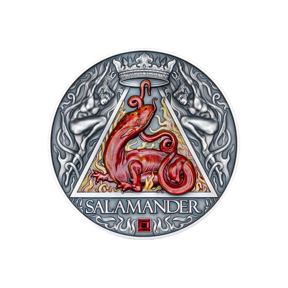 SALAMANDER Four Elementals 2 Oz Silver Coin 2000 Francs Cameroon 2024