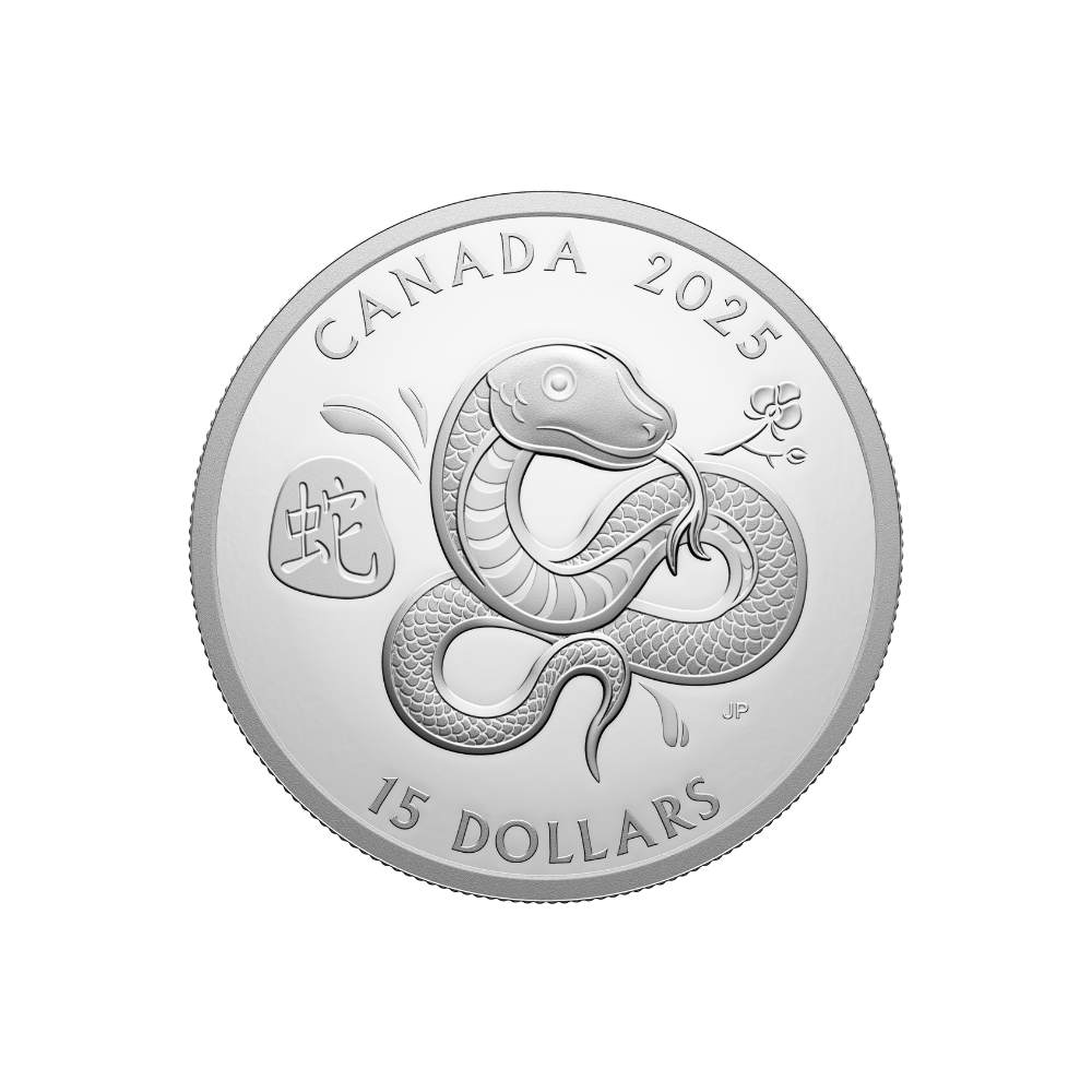 SNAKE Lunar Year 1 Oz Silver Coin $15 Canada 2025
