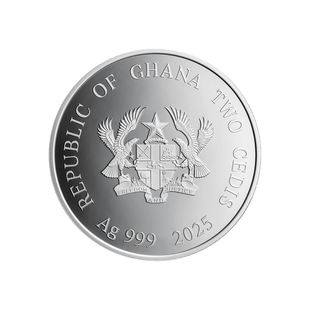 SNAKE Lunar Year 1/2 Oz Silver Coin 2 Cedis Ghana 2025