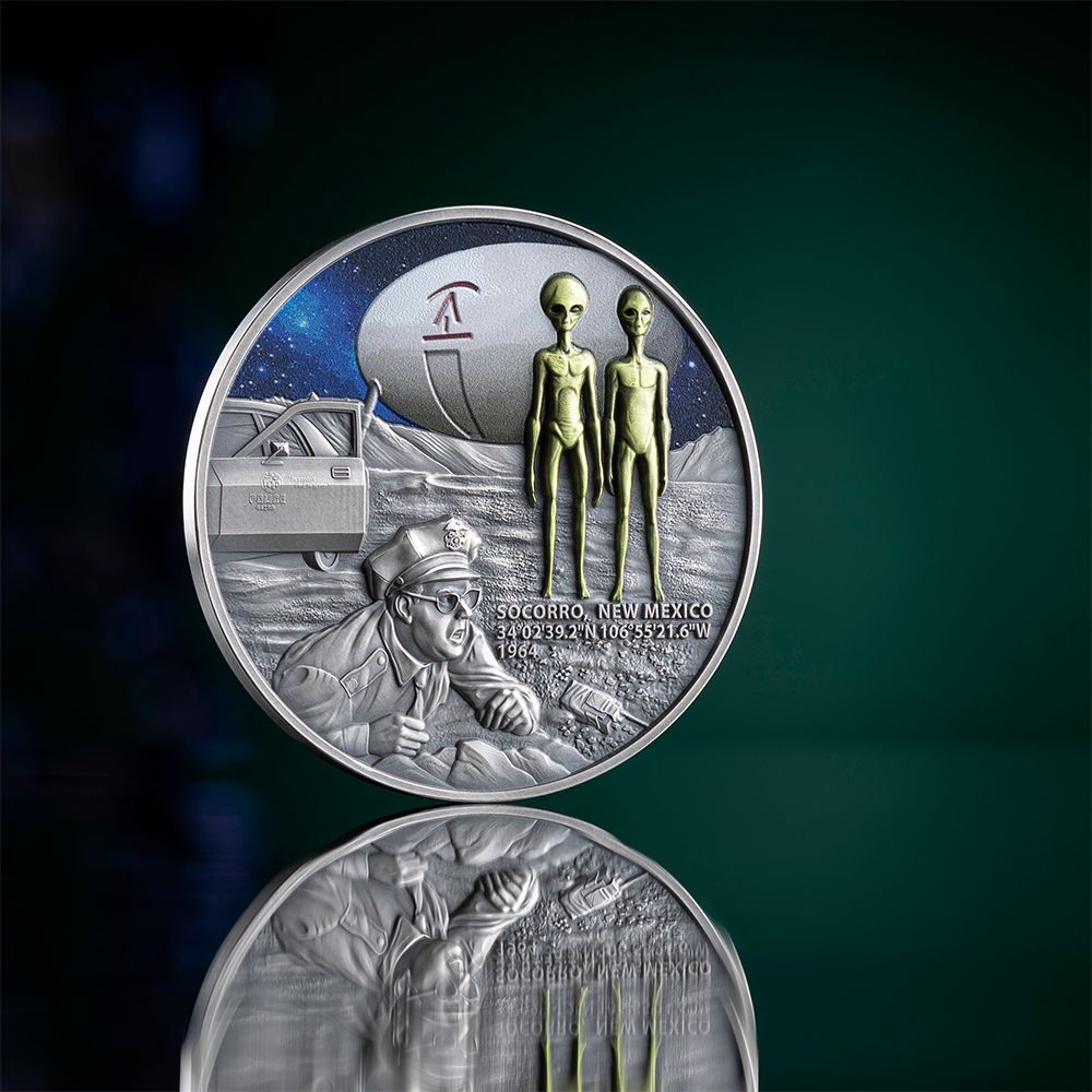 SOCORRO UFO INCIDENT Interstellar Phenomena 2 Oz Silver Coin 2000 Francs Cameroon 2025