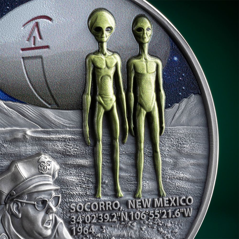 SOCORRO UFO INCIDENT Interstellar Phenomena 2 Oz Silver Coin 2000 Francs Cameroon 2025