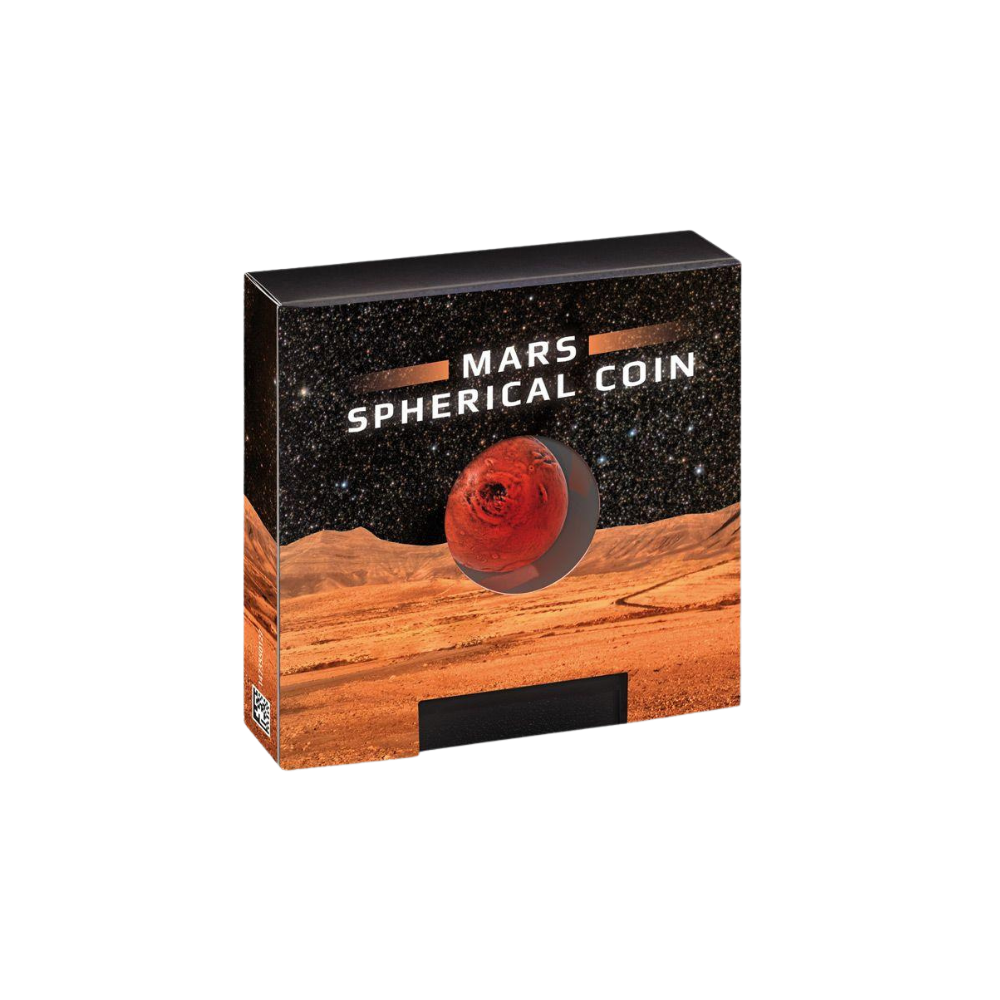 SPHERICAL MARS 3D Planet 1 Oz Silver Coin $5 Barbados 2021