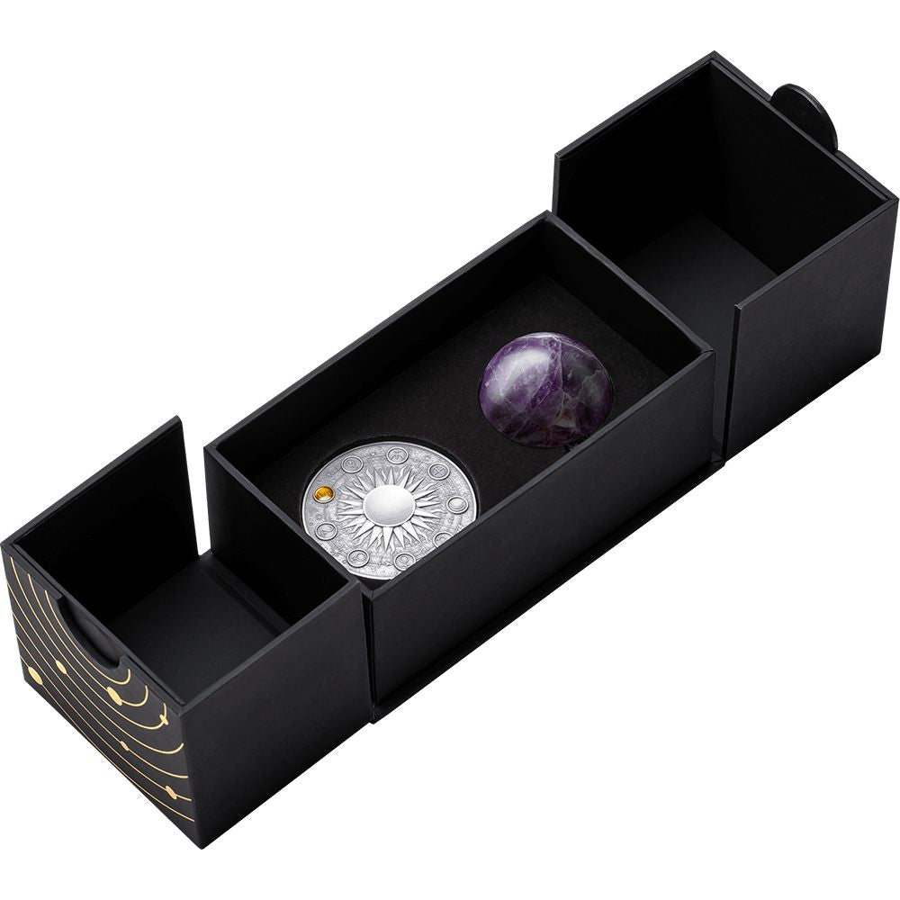 SATURN Solar System 2 Oz Silver Coin 10 Cedis Ghana 2025 packaging1 Mint XXI Parthava Coin