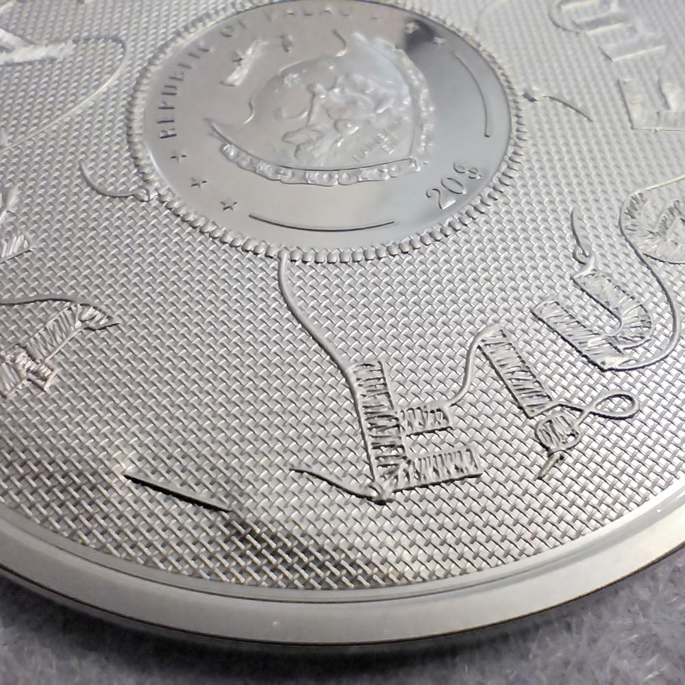 2024 3 oz silver coin featuring Van Gogh's 'Starry Night' with fine embroidery effects and vivid colors, $20 Palau denomination, numbered on the edge, Silk Finish quality, in a display case with Certificate of Authenticity.