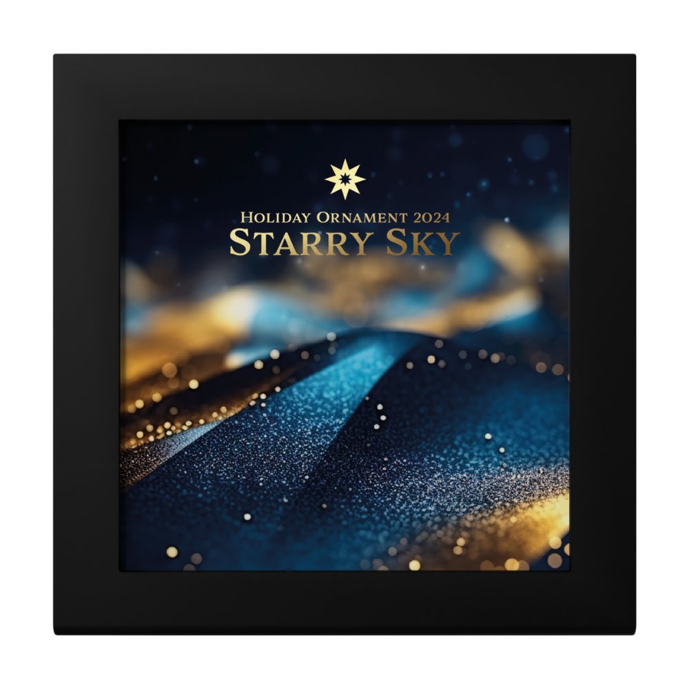 STARRY SKY Holiday Ornament Gilded 1 Oz Silver Coin $5 Cook Islands 2024