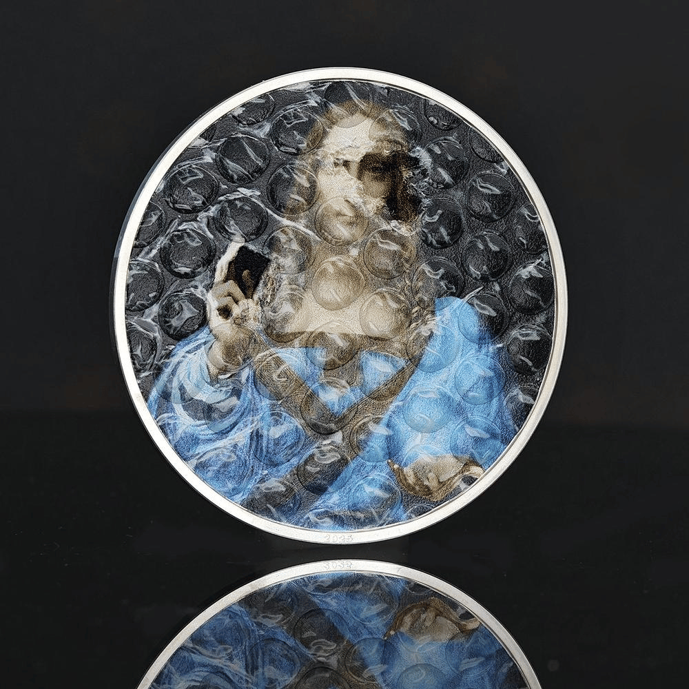 Salvator Mundi Bubble Wrap Art 3 Oz Silver Coin