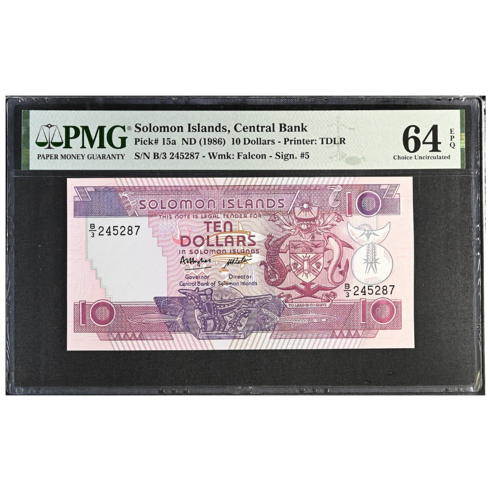 Solomon Islands 10 Dollars ND 1986 Pick 15a Gem UNC 64 EPQ