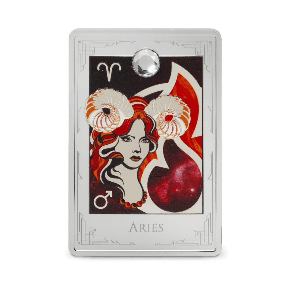 Star Signs of the Zodiac Aries Silver Coin reverse - Agoro New Zealand Mint