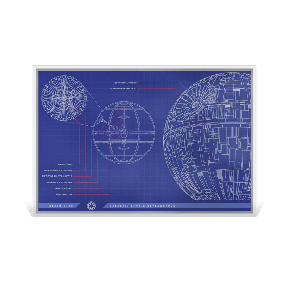 Star Wars™ Death Star™ Blueprint Silver Foil reverse - Agoro New Zealand Mint