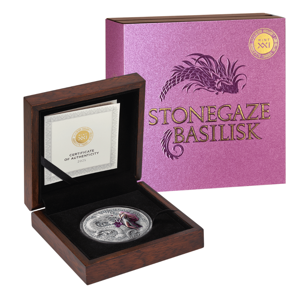 Stonegaze Basilisk Dragonology 2 Oz Silver Coin 2025