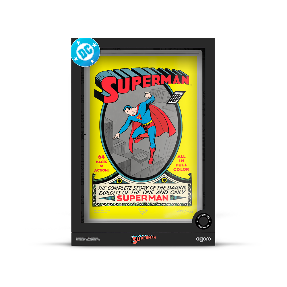 Superman #1: Summer 1939 Pure Silver Collectible Foil Agoro