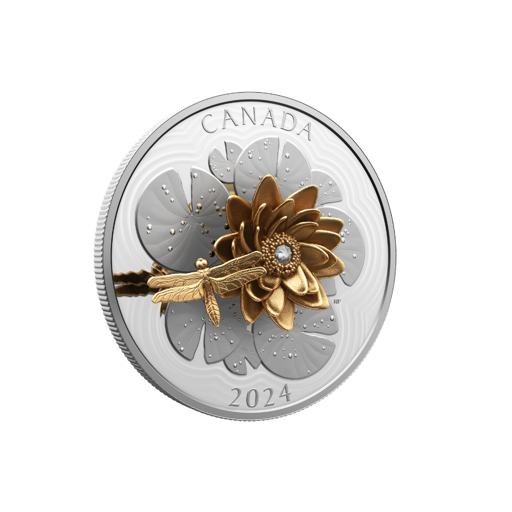 THE DRAGONFLY AND THE BLOOM 5 Oz Silver Coin $50 Canada 2024