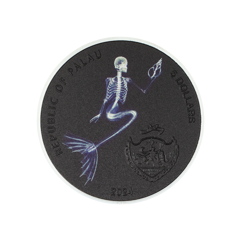 THE LAST MERMAID X Ray 1 Oz Silver Coin $5 Cook Islands 2024