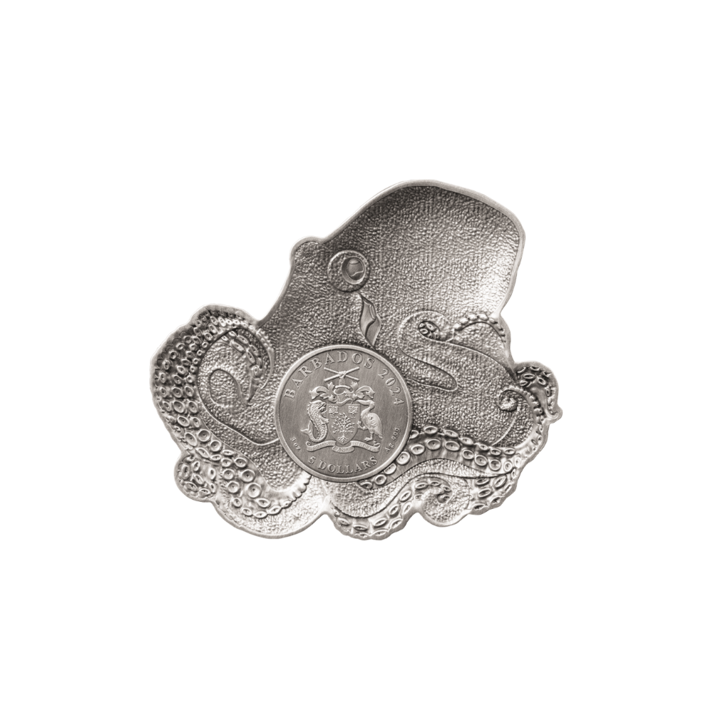 THE OCTOPUS 3 Oz Silver Coin $5 Barbados 2024