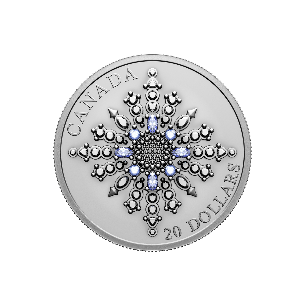 THE SAPPHIRE JUBILEE SNOWFLAKE BROOCH 1 Oz Silver Coin $20 Canada 2024
